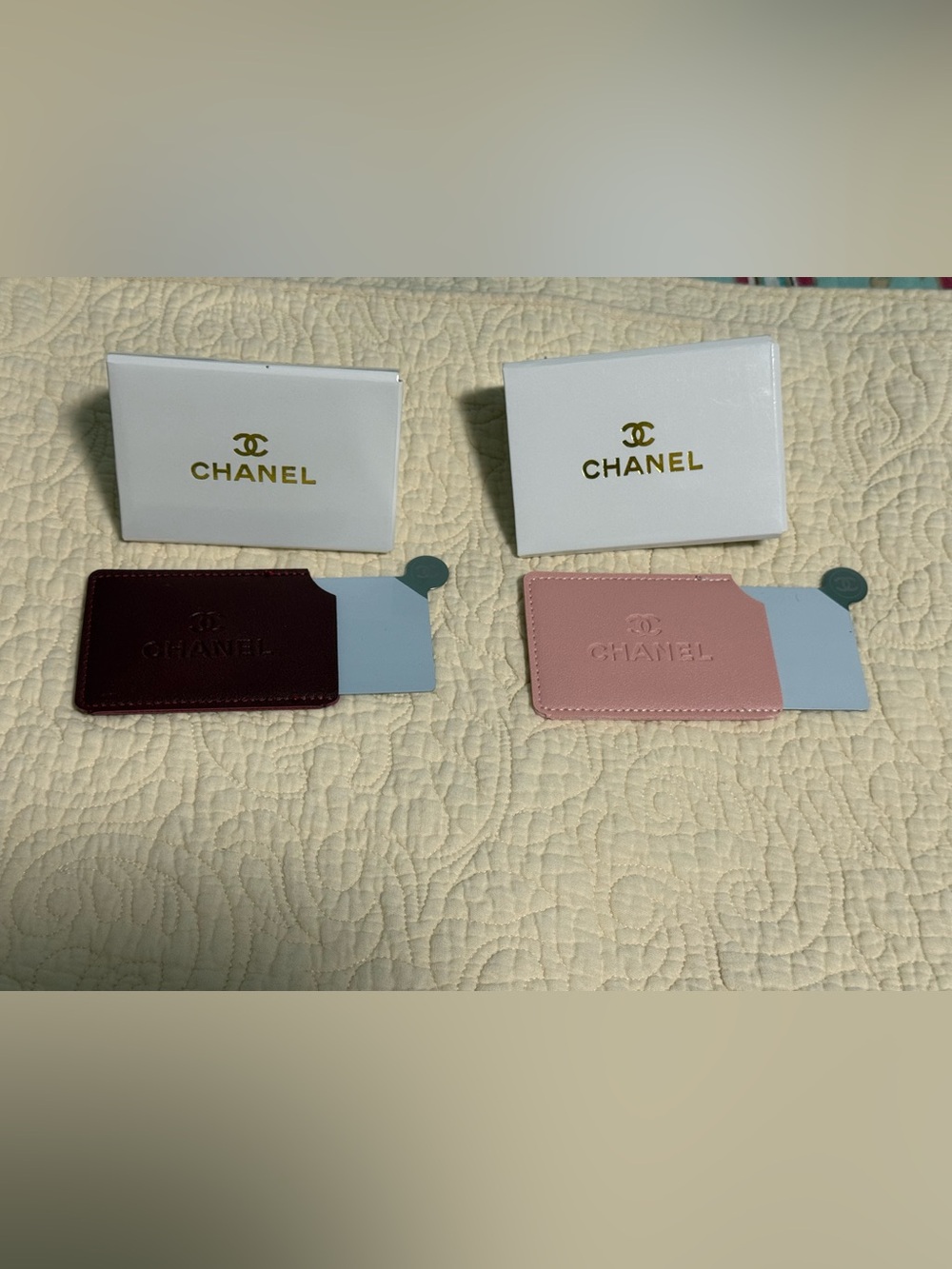 Chanel Mirror/Card Holder in two colors Pink and Burgundy! NWB! You pick ONE!